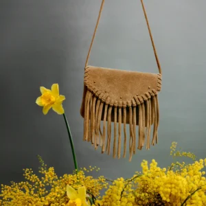 Brown Suede Leather Fringe Shoulder Bag – Boho Crossbody Purse for Women | The Hybrid Leather