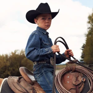 Kids Black Cowboy Leather Hat – Western Rodeo Style | The Hybrid Leather