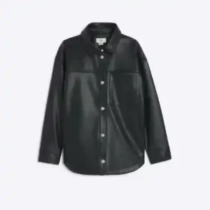 Kids Black Faux Leather Jacket – Stylish Overshirt Design | The Hybrid Leather