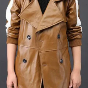 Kids Brown Faux Leather Trench Coat – Double Breasted Long Jacket | The Hybrid Leather