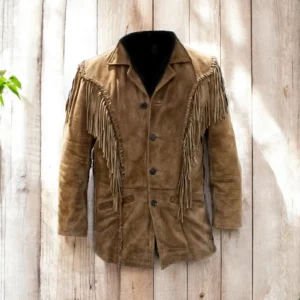 Men’s Brown Suede Leather Jacket – Western Fringe Cowboy Style | The Hybrid Leather