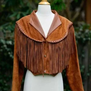 Women’s Brown Suede Fringe Western Top – Vintage Cropped Jacket Style | The Hybrid Leather