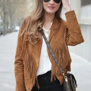 Women’s Tan Suede Fringe Leather Jacket – Western Cowgirl Vintage Style | The Hybrid Leather