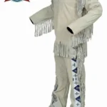 Men’s Grey Buckskin Leather Suit – Native American Western Fringe Outfit | The Hybrid Leather