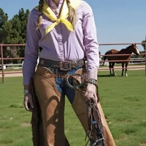 Women’s Brown Suede Leather Western Chaps – Fringe Cowgirl Rodeo Style