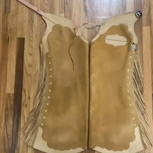 Women’s Scalloped Suede Western Chink with Fringe and Adjustable Belt | The Hybrid Leather